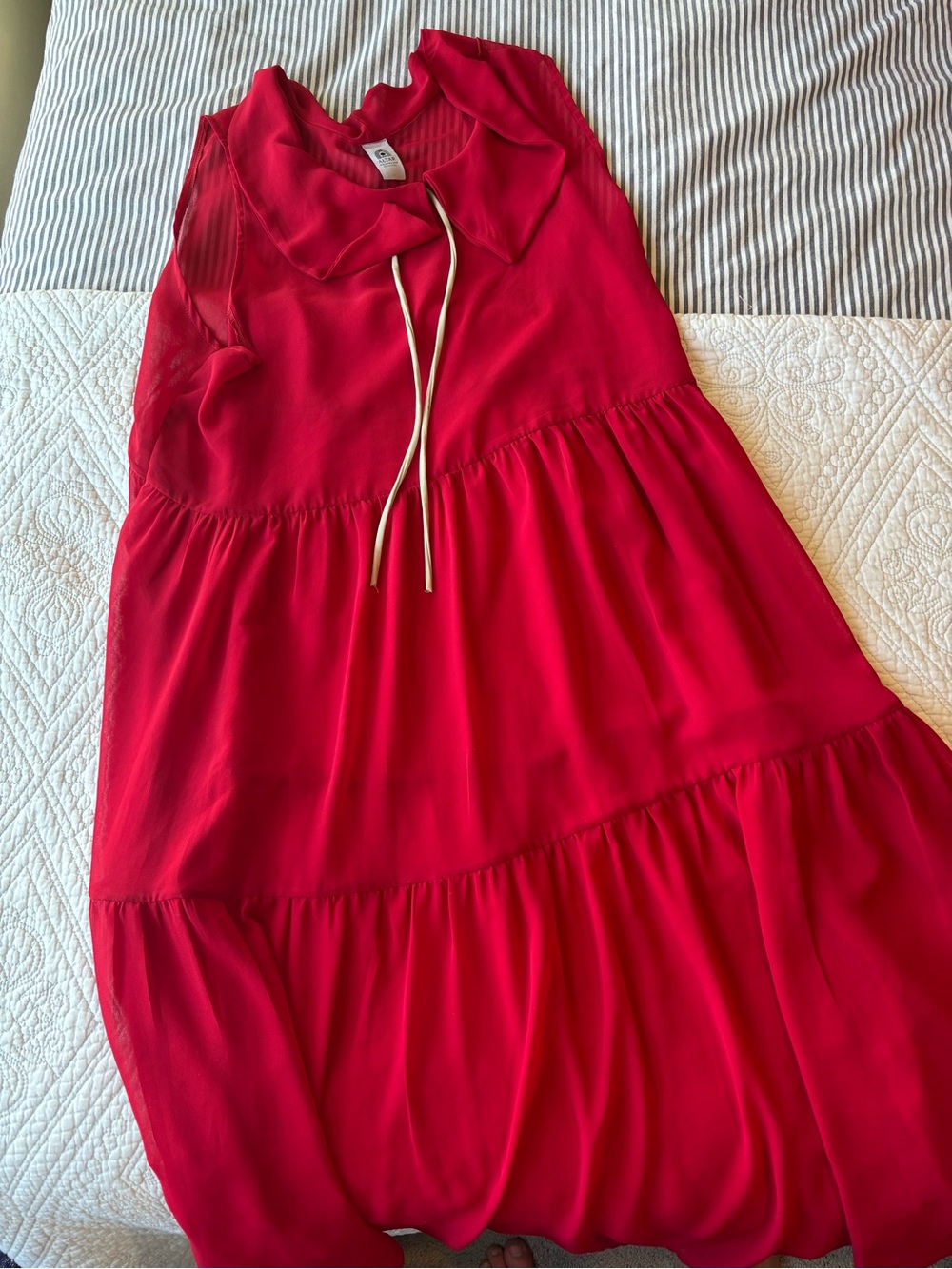 Altar Houseline Red Tiered Sleeveless Dress XL